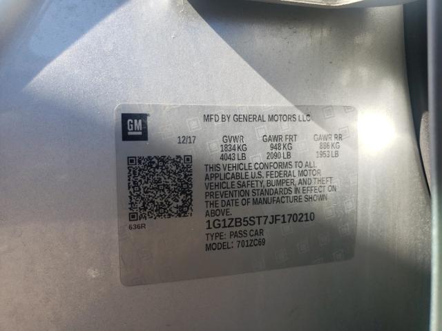 Photo 10 from auction – 2018 CHEVROLET MALIBU LS with VIN 1G1ZB5ST7JF170210