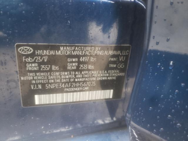 Photo 10 from auction – 2017 HYUNDAI SONATA with VIN 5NPE34AF2HH567025