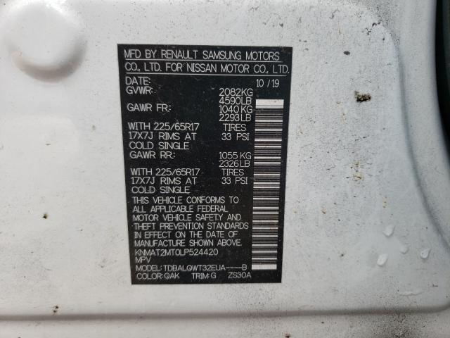 Photo 10 from auction – 2020 NISSAN ROGUE S with VIN KNMAT2MT0LP524420