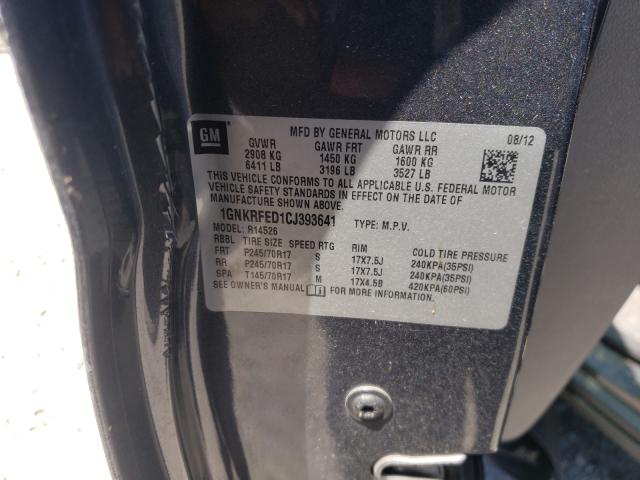 Photo 10 from auction – 2012 CHEVROLET TRAVERSE L with VIN 1GNKRFED1CJ393641