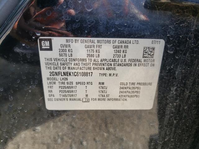 Photo 10 from auction – 2012 CHEVROLET EQUINOX LT with VIN 2GNFLNEK1C6108817