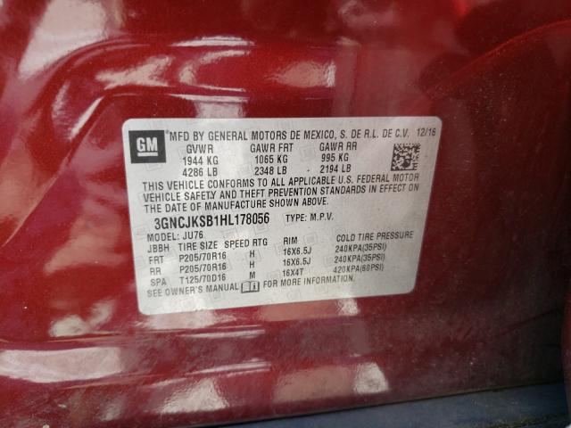 Photo 10 from auction – 2017 CHEVROLET TRAX LS with VIN 3GNCJKSB1HL178056