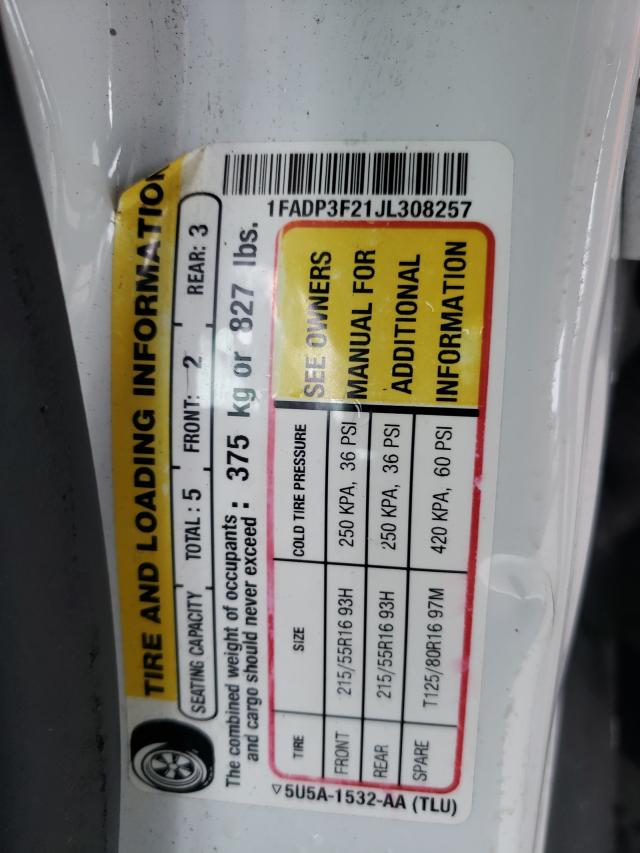 Photo 10 from auction – 2018 FORD FOCUS SE with VIN 1FADP3F21JL308257