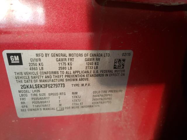 Photo 10 from auction – 2015 GMC TERRAIN SL with VIN 2GKALSEK3F6279773