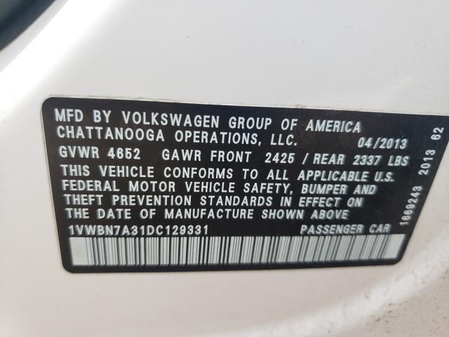 Photo 10 from auction – 2013 VOLKSWAGEN PASSAT SE with VIN 1VWBN7A31DC129331