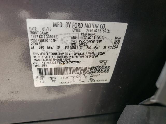 Photo 10 from auction – 2013 FORD EXPLORER L with VIN 1FM5K8F87DGC02287