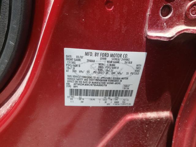 Photo 10 from auction – 2007 FORD EDGE SEL P with VIN 2FMDK49C97BA88079