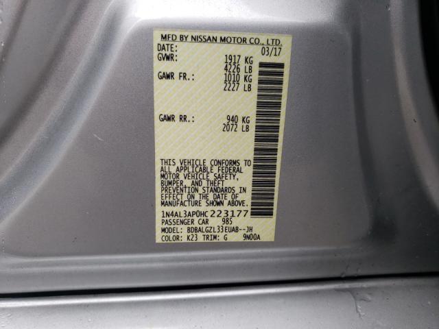 Photo 10 from auction – 2017 NISSAN ALTIMA 2.5 with VIN 1N4AL3AP0HC223177
