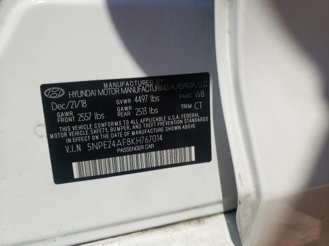 Photo 10 from auction – 2019 HYUNDAI SONATA SE with VIN 5NPE24AF8KH767014