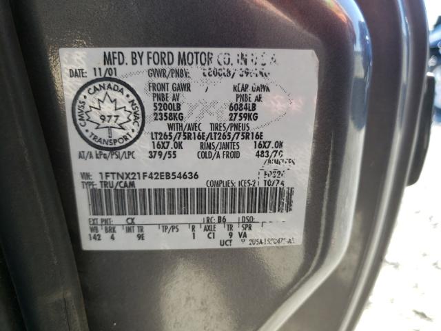 Photo 10 from auction – 2002 FORD F250 SUPER with VIN 1FTNX21F42EB54636