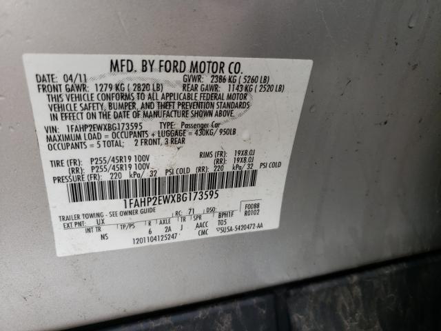 Photo 10 from auction – 2011 FORD TAURUS SEL with VIN 1FAHP2EWXBG173595
