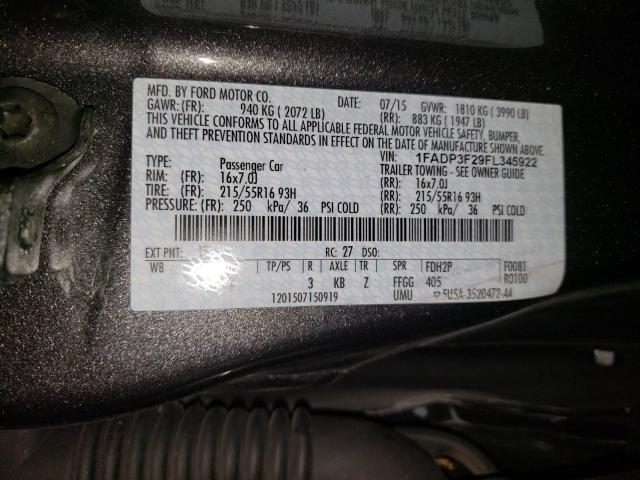Photo 10 from auction – 2015 FORD FOCUS SE with VIN 1FADP3F29FL345922