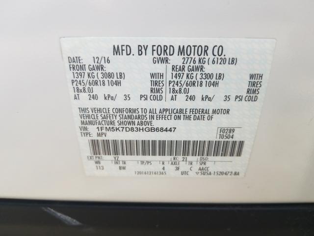 Photo 10 from auction – 2017 FORD EXPLORER X with VIN 1FM5K7D83HGB68447