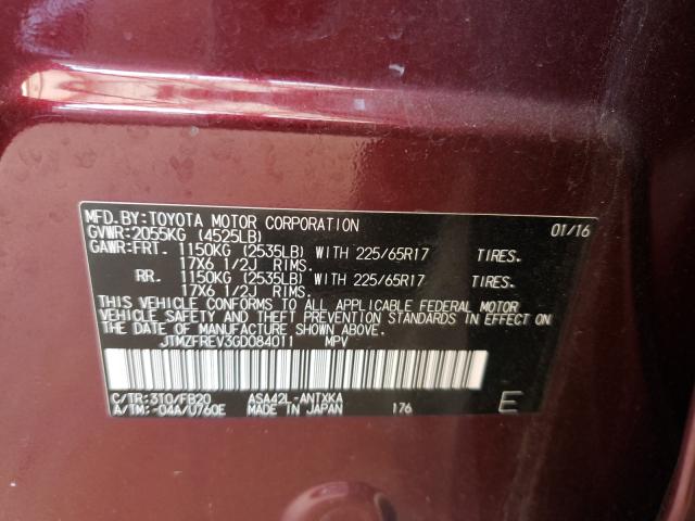 Photo 10 from auction – 2016 TOYOTA RAV4 LE with VIN JTMZFREV3GD084011