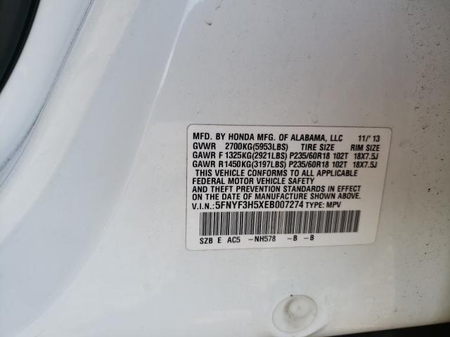 Photo 10 from auction – 2014 HONDA PILOT EXL with VIN 5FNYF3H5XEB007274