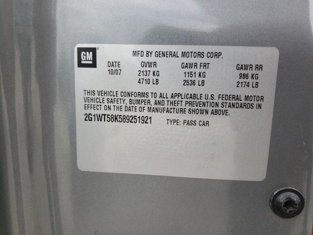 Photo 10 from auction – 2008 CHEVROLET IMPALA LT with VIN 2G1WT58K589251921