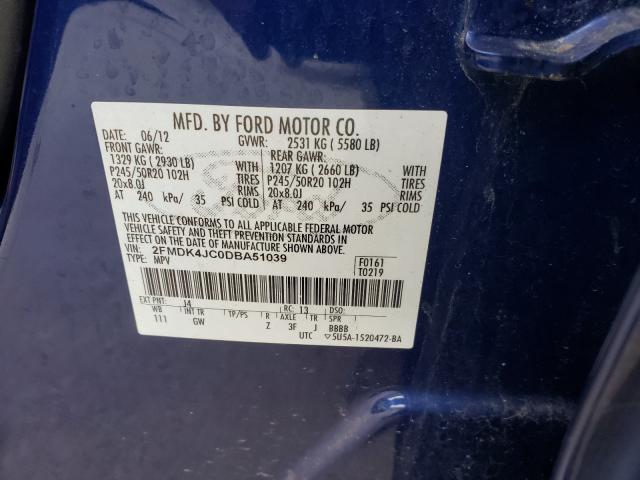Photo 10 from auction – 2013 FORD EDGE SEL with VIN 2FMDK4JC0DBA51039