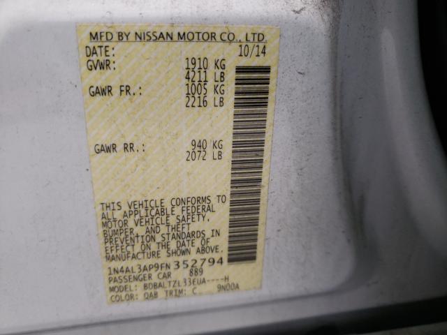 Photo 10 from auction – 2015 NISSAN ALTIMA 2.5 with VIN 1N4AL3AP9FN352794