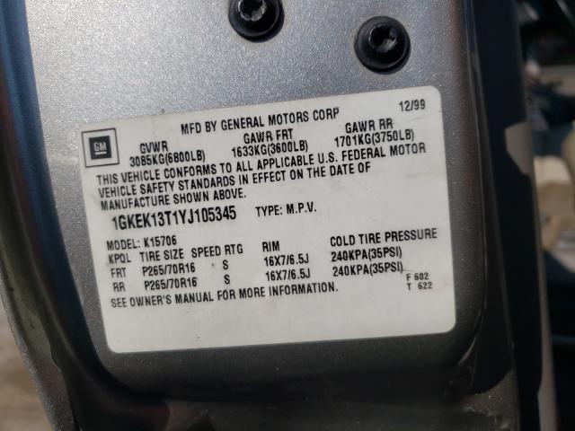 Photo 10 from auction – 2000 GMC YUKON with VIN 1GKEK13T1YJ105345