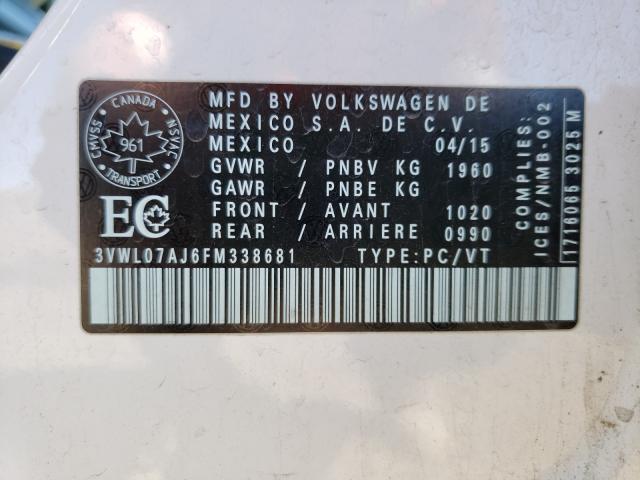 Photo 10 from auction – 2015 VOLKSWAGEN JETTA SEL with VIN 3VWL07AJ6FM338681