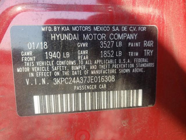 Photo 10 from auction – 2018 HYUNDAI ACCENT SE with VIN 3KPC24A37JE016308
