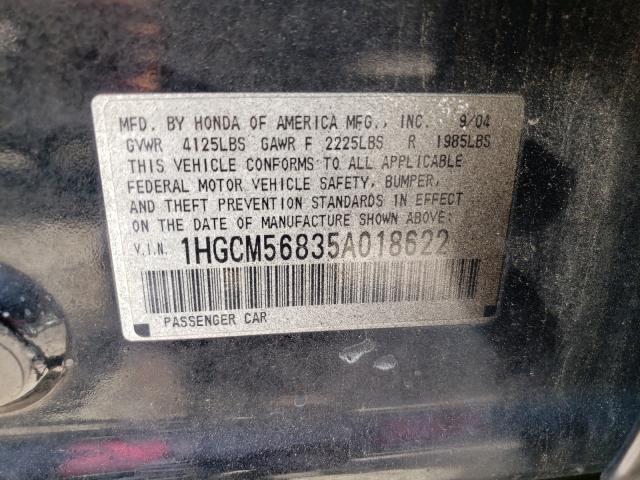 Photo 10 from auction – 2005 HONDA ACCORD with VIN 1HGCM56835A018622