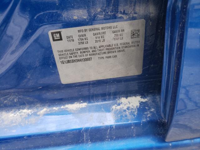 Photo 10 from auction – 2017 CHEVROLET SONIC LS with VIN 1G1JB5SH3H4130687