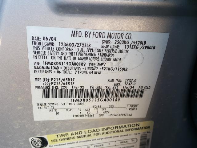 Photo 10 from auction – 2004 FORD FREESTYLE with VIN 1FMDK05115GA00189