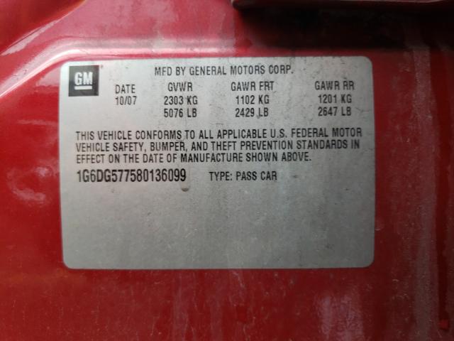 Photo 10 from auction – 2008 CADILLAC CTS with VIN 1G6DG577580136099