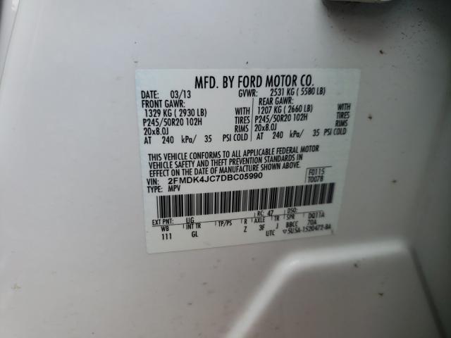 Photo 10 from auction – 2013 FORD EDGE SEL with VIN 2FMDK4JC7DBC05990