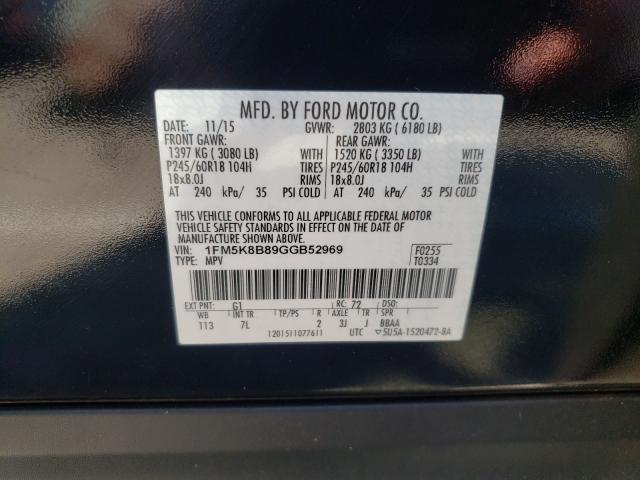Photo 10 from auction – 2016 FORD EXPLORER with VIN 1FM5K8B89GGB52969