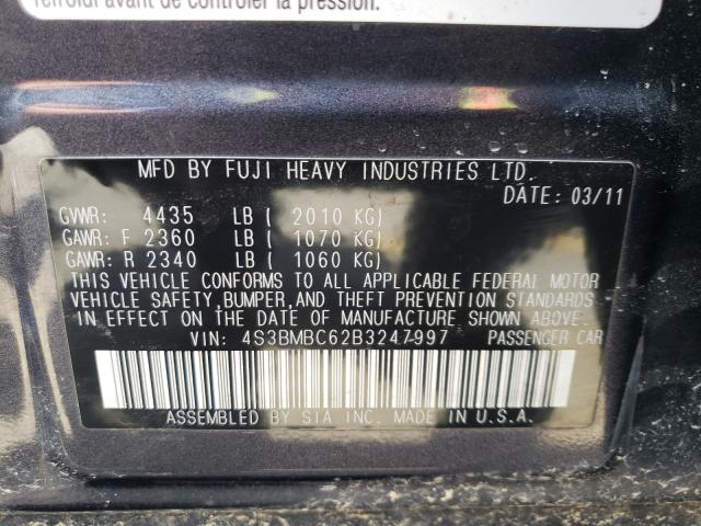 Photo 10 from auction – 2011 SUBARU LEGACY 2.5 with VIN 4S3BMBC62B3247997