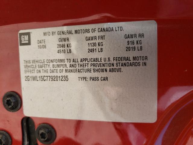 Photo 10 from auction – 2007 CHEVROLET MONTE CARL with VIN 2G1WL15C779201235