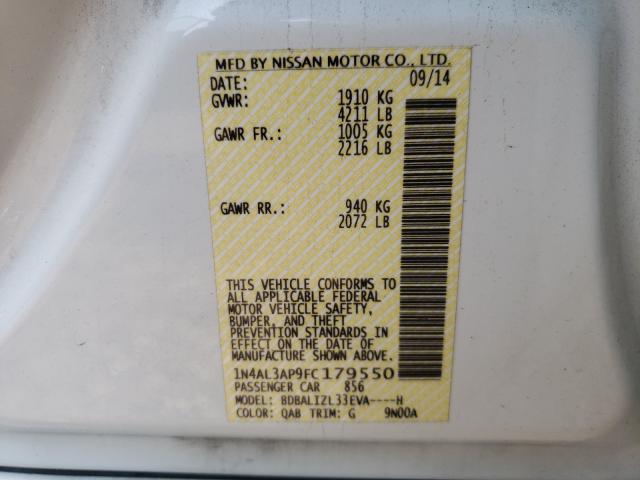 Photo 10 from auction – 2015 NISSAN ALTIMA 2.5 with VIN 1N4AL3AP9FC179550
