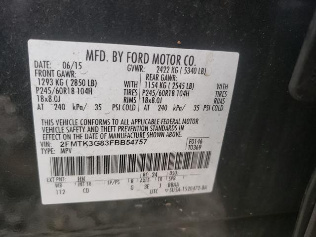 Photo 10 from auction – 2015 FORD EDGE SE with VIN 2FMTK3G83FBB54757