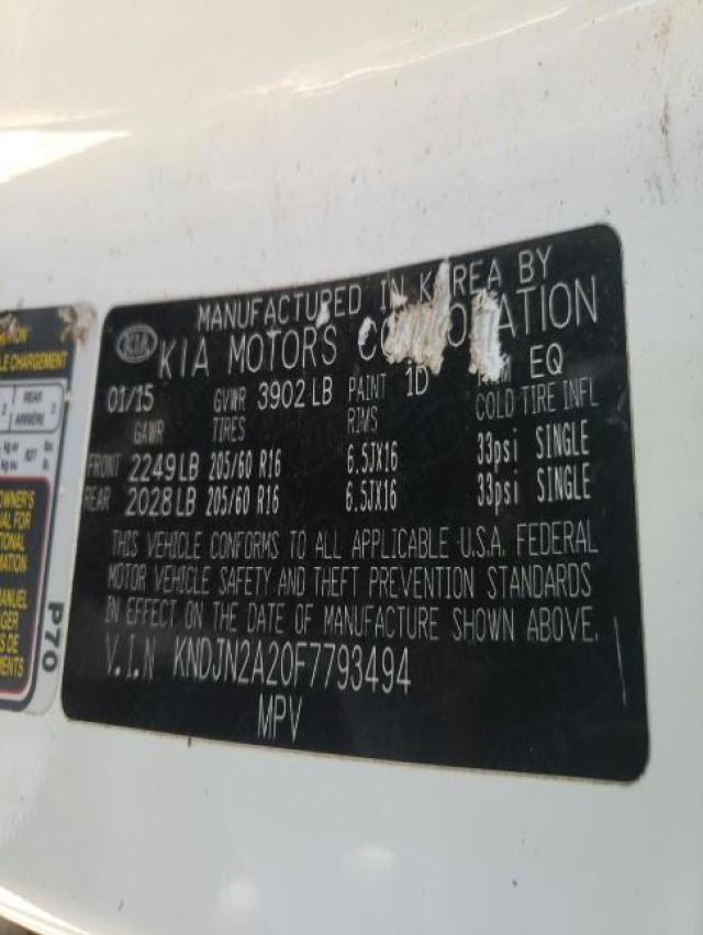 Photo 10 from auction – 2015 KIA SOUL with VIN KNDJN2A20F7793494