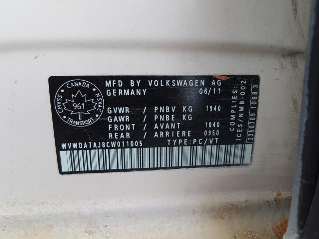 Photo 9 from auction – 2012 VOLKSWAGEN GOLF with VIN WVWDA7AJ8CW011005