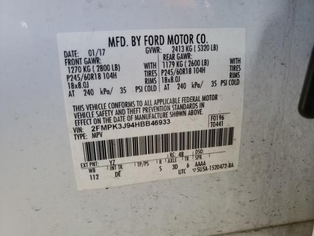 Photo 10 from auction – 2017 FORD EDGE SEL with VIN 2FMPK3J94HBB46933