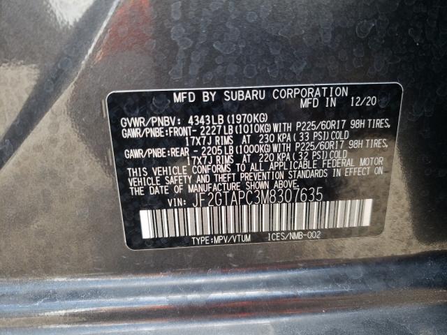 Photo 10 from auction – 2021 SUBARU CROSSTREK with VIN JF2GTAPC3M8307635