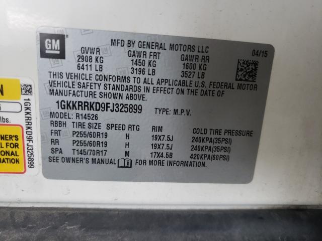 Photo 10 from auction – 2015 GMC ACADIA SLT with VIN 1GKKRRKD9FJ325899