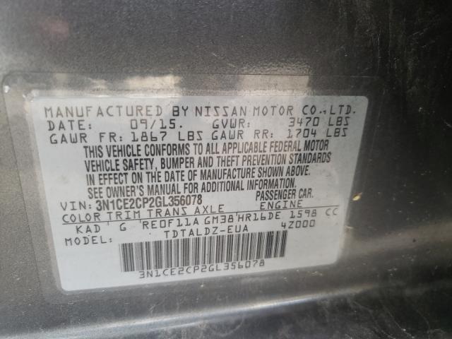 Снимка 10 от търг – 2016 NISSAN VERSA NOTE с VIN 3N1CE2CP2GL356078