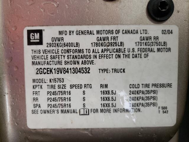 Photo 10 from auction – 2004 CHEVROLET SILVERADO with VIN 2GCEK19V841304532