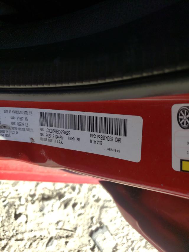 Photo 10 from auction – 2012 DODGE AVENGER SE with VIN 1C3CDZAB6CN270626