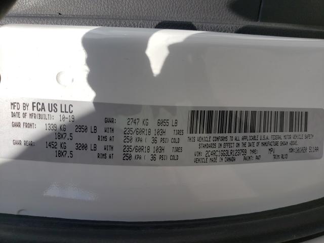 Photo 10 from auction – 2020 CHRYSLER PACIFICA L with VIN 2C4RC1GG3LR123759