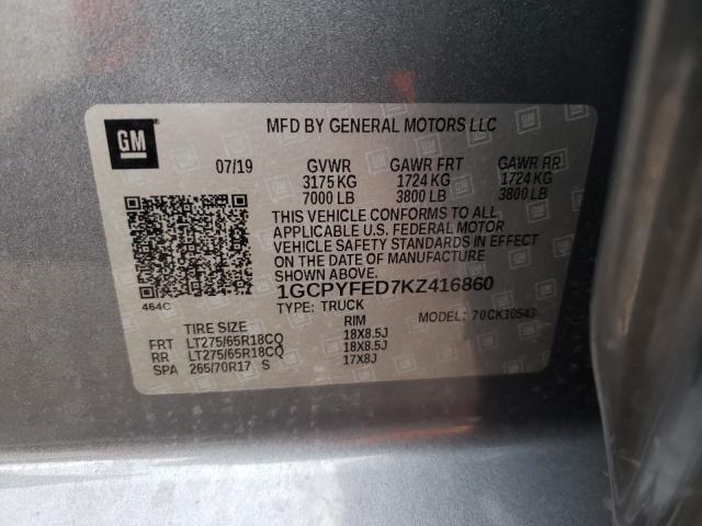 Photo 10 from auction – 2019 CHEVROLET SILVERADO with VIN 1GCPYFED7KZ416860