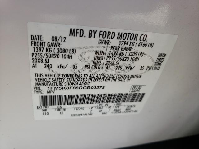 Photo 10 from auction – 2013 FORD EXPLORER L with VIN 1FM5K8F88DGB03378