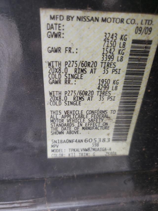 Photo 10 from auction – 2010 NISSAN ARMADA PLA with VIN 5N1BA0NF4AN605383