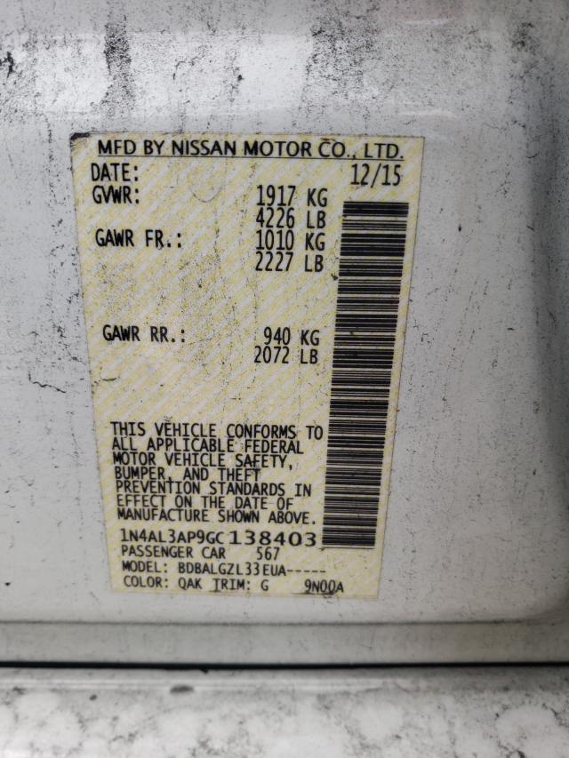 Photo 10 from auction – 2016 NISSAN ALTIMA 2.5 with VIN 1N4AL3AP9GC138403