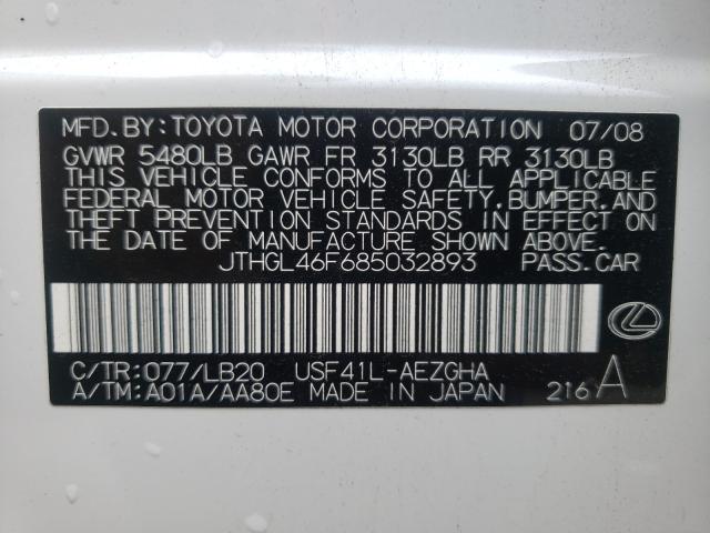 Photo 10 from auction – 2008 LEXUS LS 460L with VIN JTHGL46F685032893