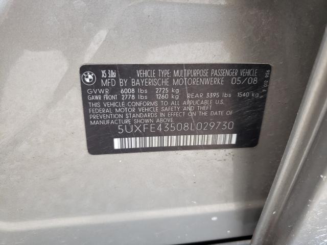 Photo 10 from auction – 2008 BMW X5 3.0I with VIN 5UXFE43508L029730